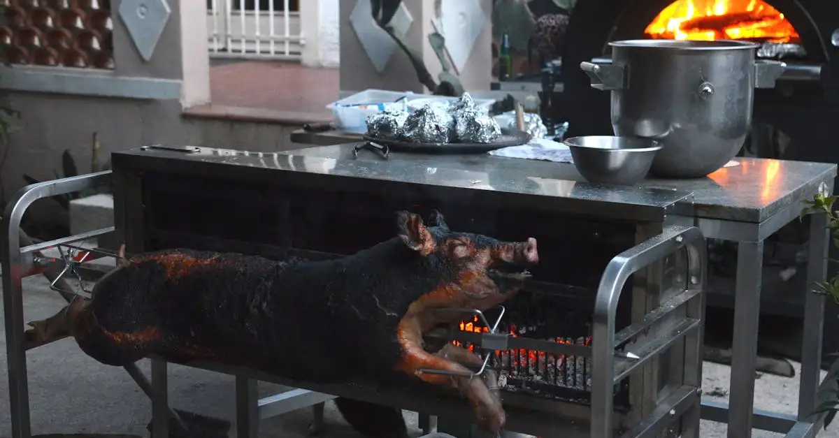 Barbecuing ham